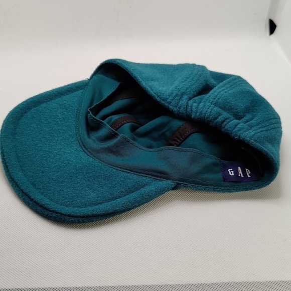 Vintage GAP Teal Blue Green Wool Cap Newsboy Cabbie Hat Fitted Back Small Medium - Picture 9 of 9